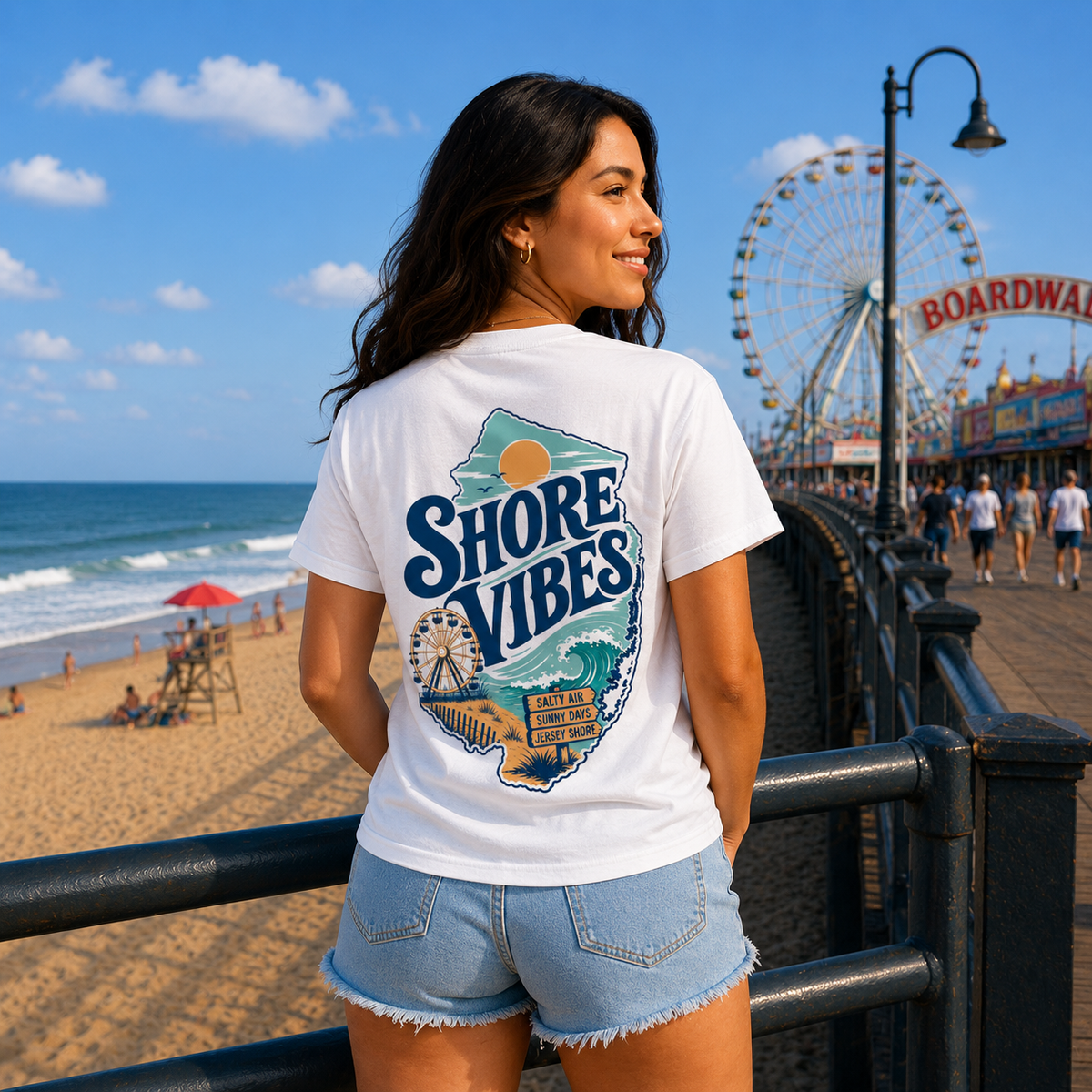 Bella & Canvas Shore Vibes NJ Shore Map Unisex Tee
