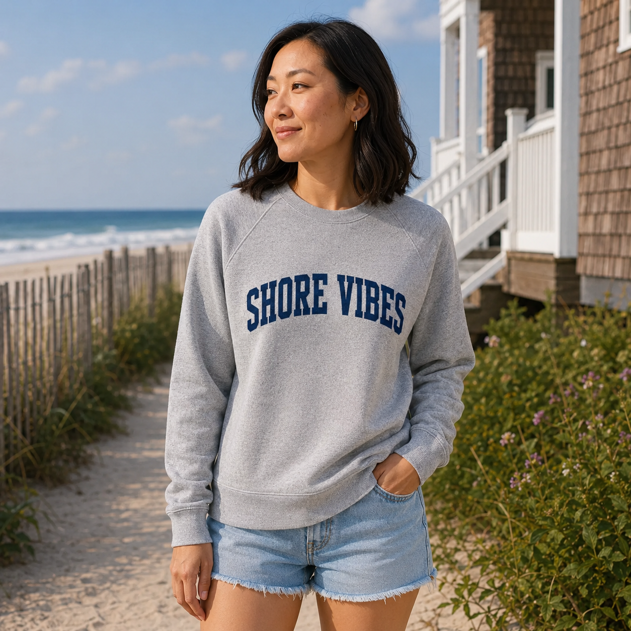 Adult Shore Vibes Crew Sweatshirt