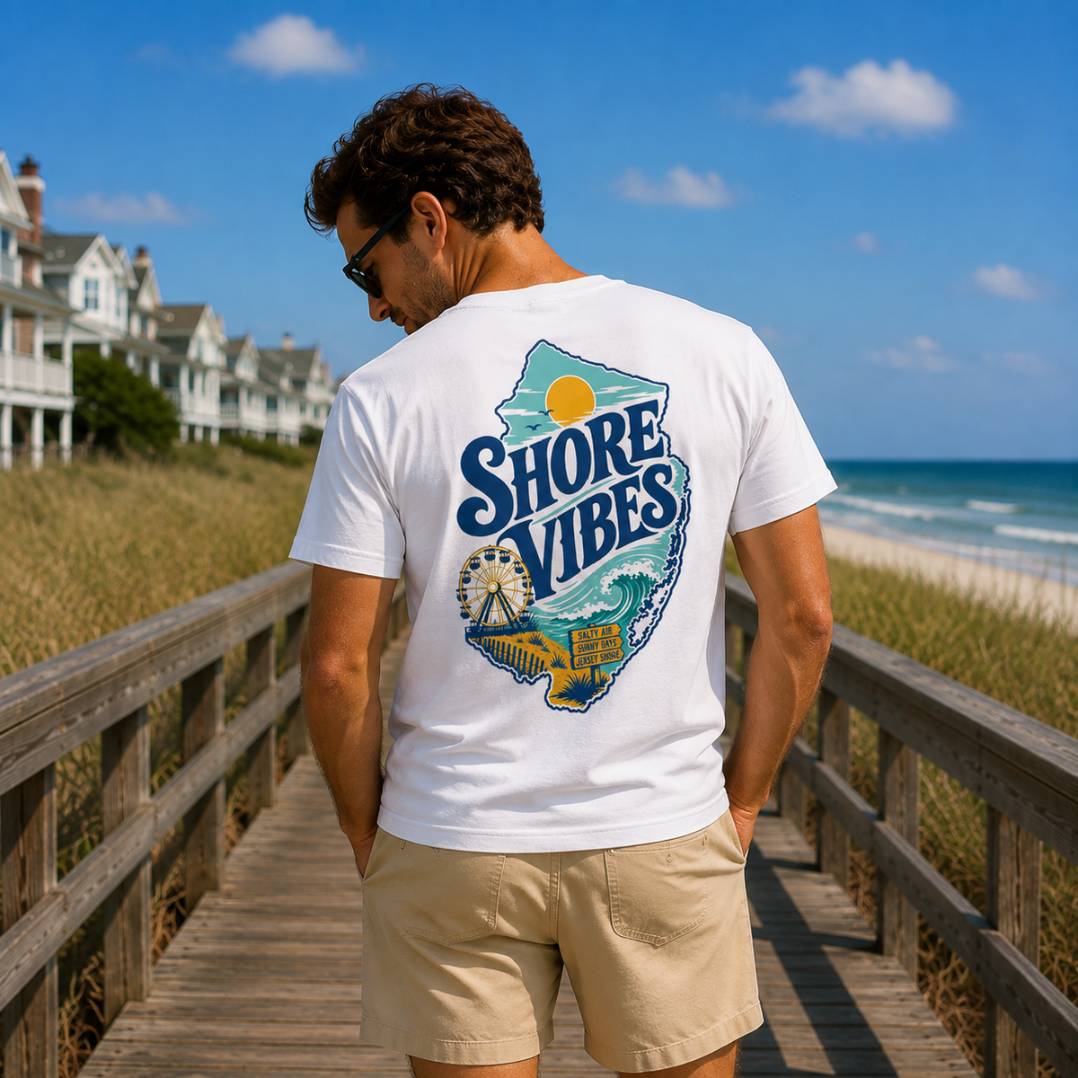 Bella & Canvas Shore Vibes NJ Shore Map Unisex Tee
