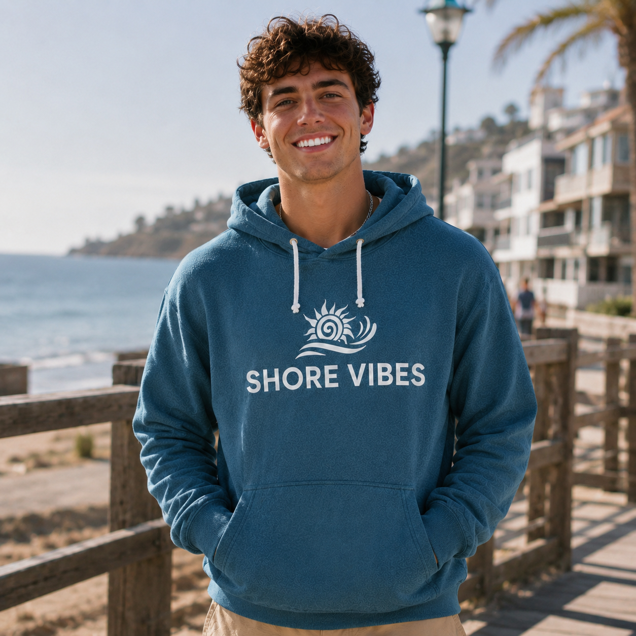 Adult Shore Vibes Sun & Wave Hoodie