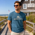 Shore Vibes Sun & Wave Logo Tee – Heather Blue