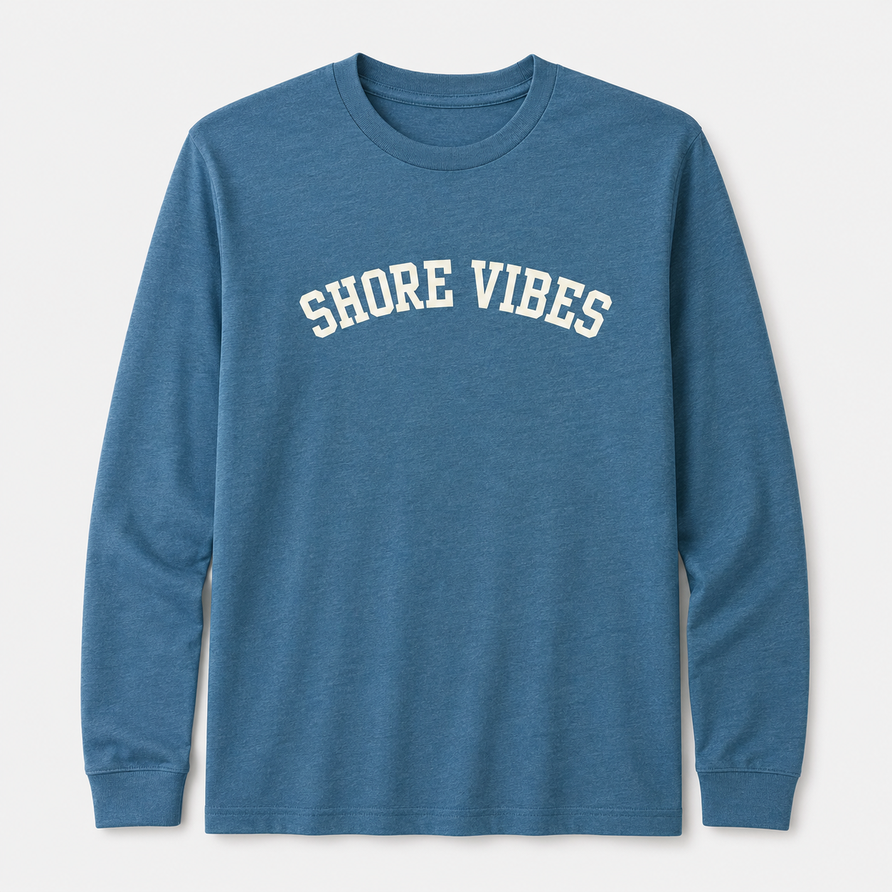 Shore Vibes Classic Arch Long-Sleeve Tee – Heather Blue