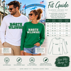 North Wildwood Irish Weekend unisex long sleeve shirt size and fit guide for men and women