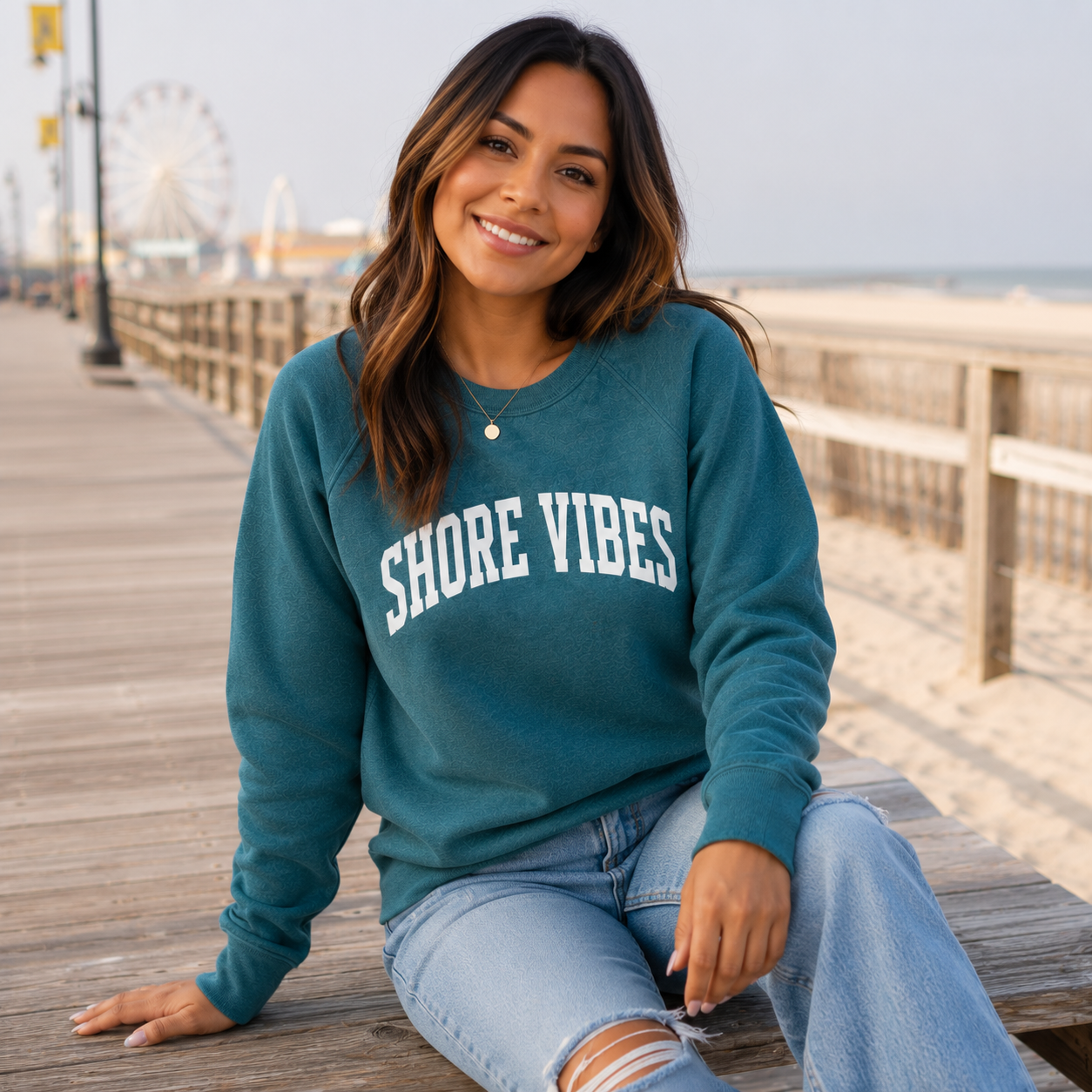 Adult Shore Vibes Crew Sweatshirt