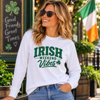 Women's White Irish Weekend Vibes long sleeve shirt for North Wildwood NJ Irish Weekend