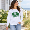 Women’s white Irish Vibes long sleeve shirt for North Wildwood Irish Weekend