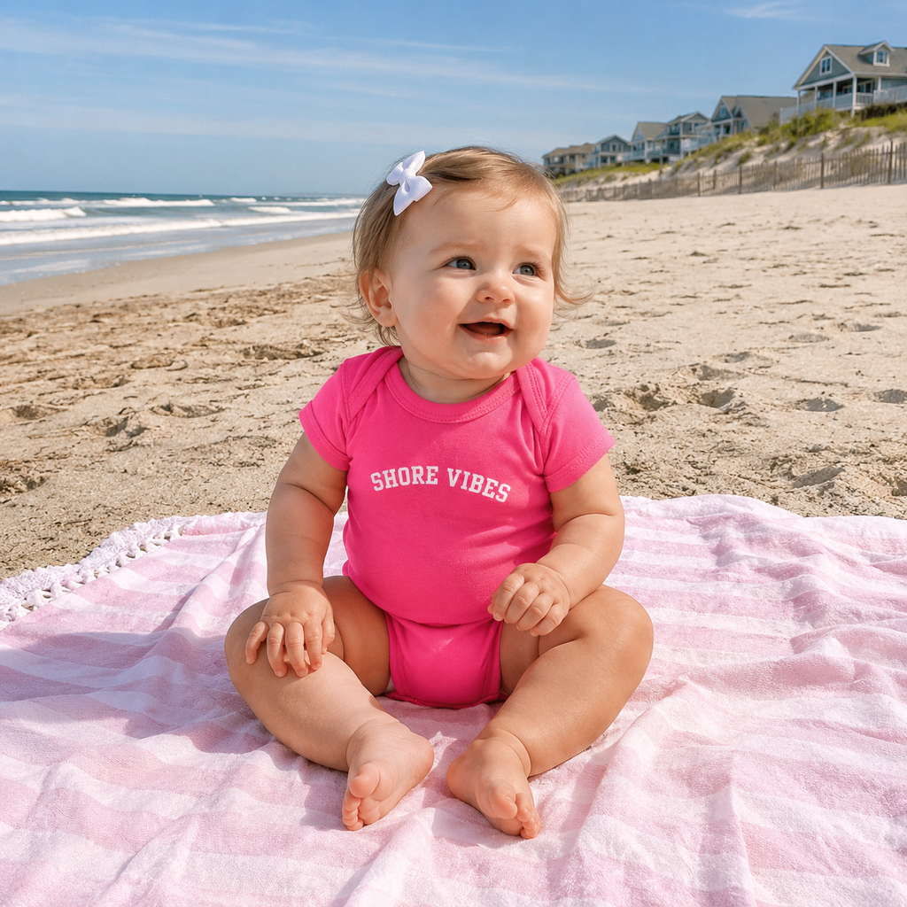 Shore Vibes Baby Onesie – Hot Pink