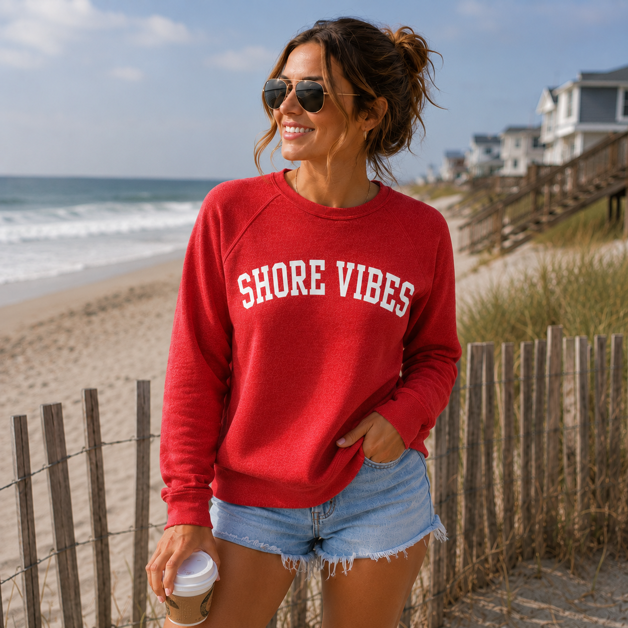 Adult Shore Vibes Crew Sweatshirt