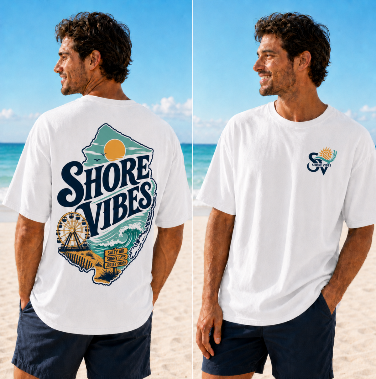 Comfort Colors Shore Vibes NJ Shore Map Unisex Tee
