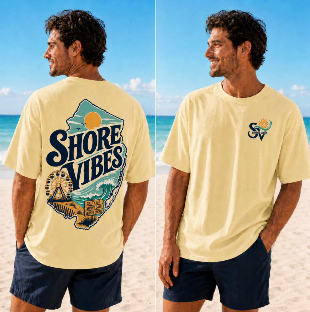 Comfort Colors Shore Vibes NJ Shore Map Unisex Tee