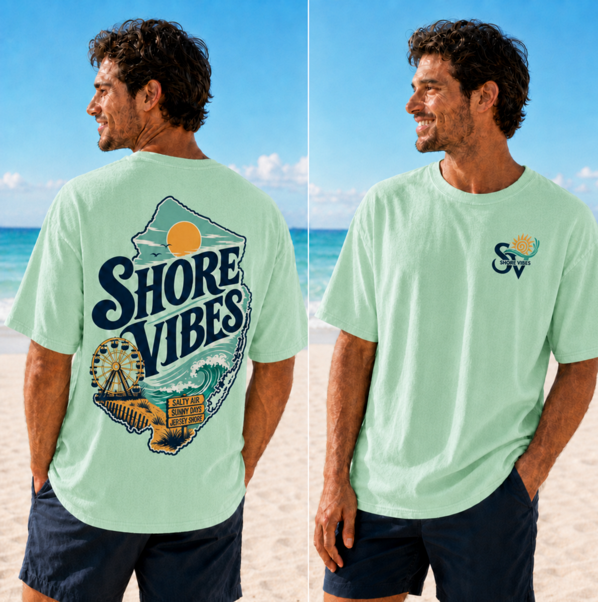 Comfort Colors Shore Vibes NJ Shore Map Unisex Tee