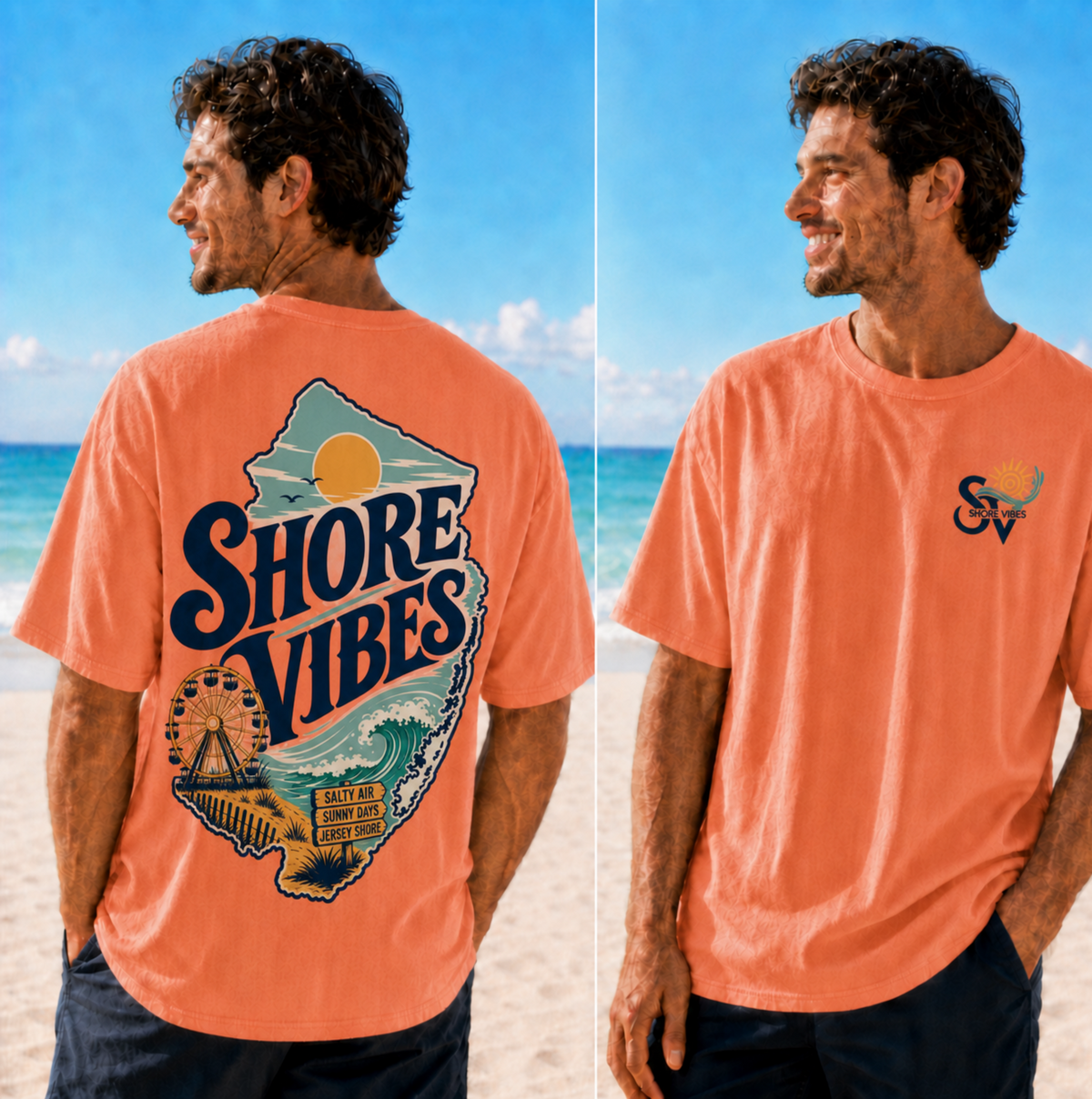 Comfort Colors Shore Vibes NJ Shore Map Unisex Tee