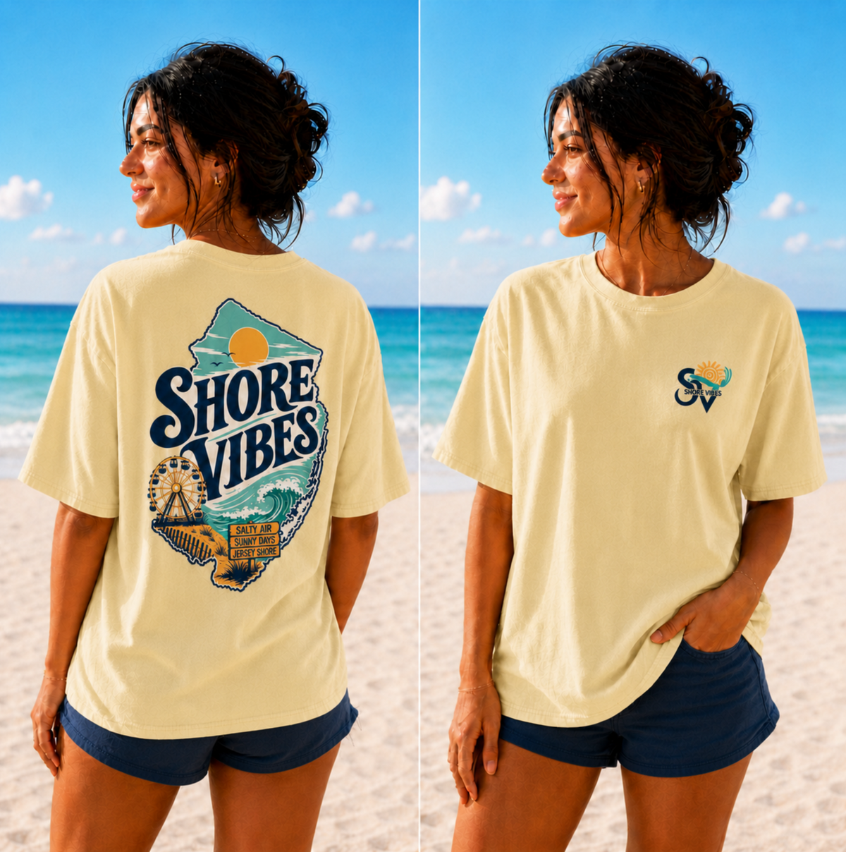 Comfort Colors Shore Vibes NJ Shore Map Unisex Tee