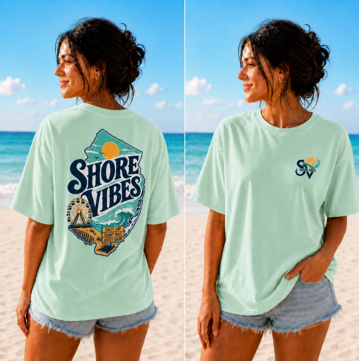 Comfort Colors Shore Vibes NJ Shore Map Unisex Tee