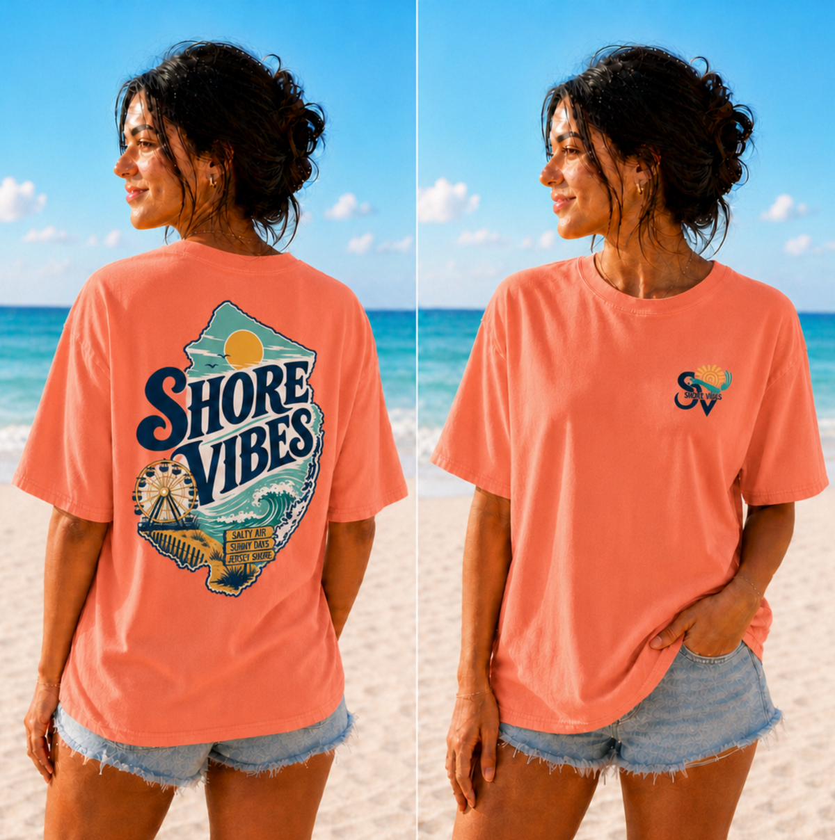 Comfort Colors Shore Vibes NJ Shore Map Unisex Tee