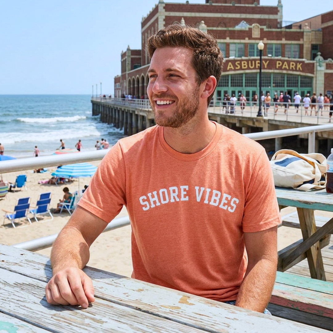 Shore Vibes Classic Arch Tee – Heather Orange