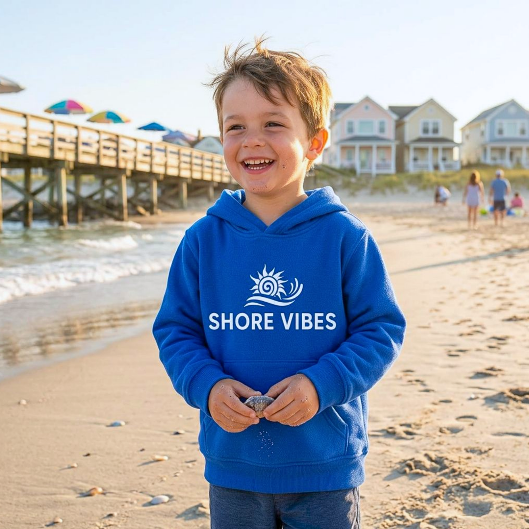 Shore Vibes Kids Sun & Wave Logo Hoodie – Royal Blue