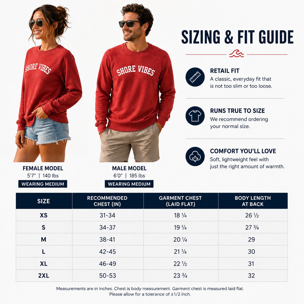 Adult Shore Vibes Crew Sweatshirt