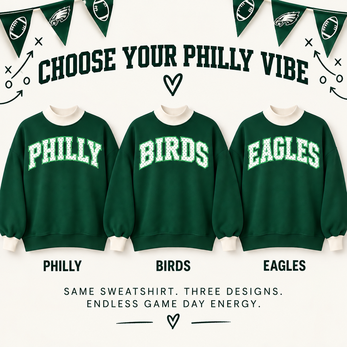 Women’s Philly Eagles Game Day Mock Neck Sweatshirt