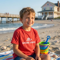 Shore Vibes Kids Sun & Wave Logo Tee – Red