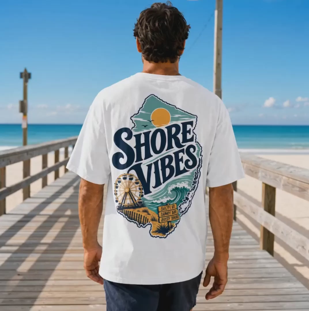 Comfort Colors Shore Vibes NJ Shore Map Unisex Tee
