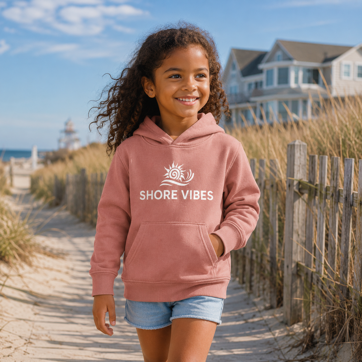 Shore Vibes Toddler Sun & Wave Logo Hoodie – Dusty Rose